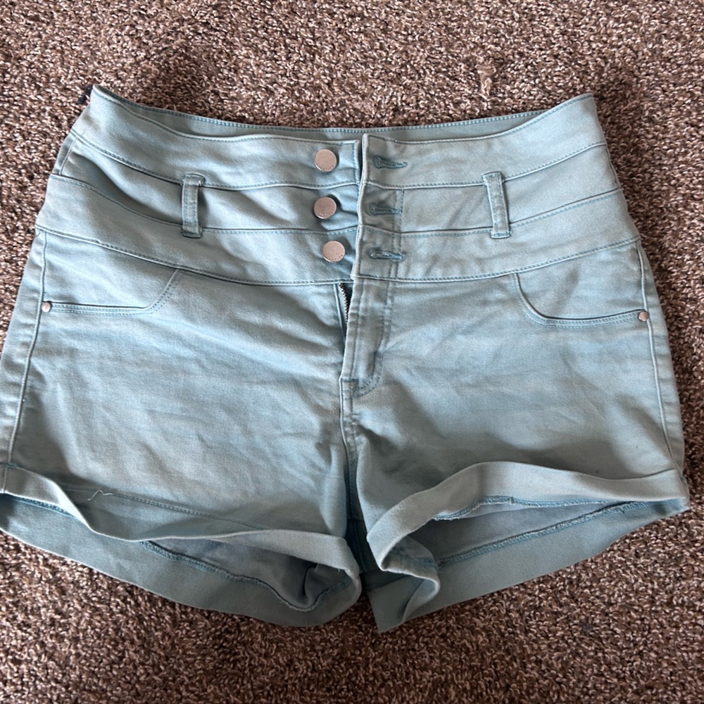 Stylish Light Blue High-Waisted Shorts